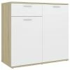 VidaXL Buffet Blanc et chêne sonoma 80x36x75 cm Aggloméré