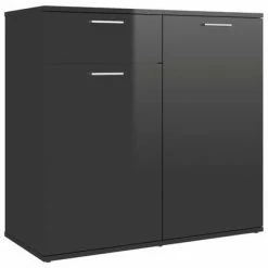 VidaXL Buffet Noir brillant 80x36x75 cm Aggloméré