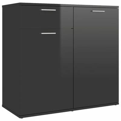 VidaXL Buffet Noir brillant 80x36x75 cm Aggloméré 1 VidaXL Buffet Noir brillant 80x36x75 cm Aggloméré