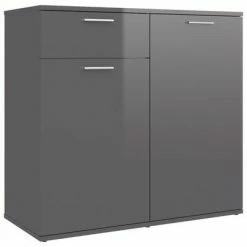 VidaXL Buffet Gris brillant 80x36x75 cm Aggloméré