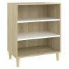 VidaXL Buffet Blanc et chêne sonoma 57x35x70 cm Aggloméré