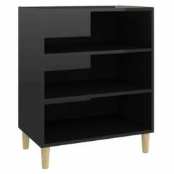 VidaXL Buffet Noir brillant 57x35x70 cm Aggloméré