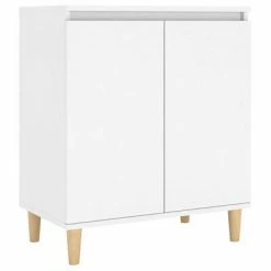 VidaXL Buffet avec pieds en bois massif Blanc 60x35x70 cm Aggloméré