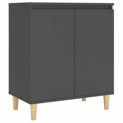 VidaXL Buffet avec pieds en bois massif Gris 60x35x70 cm Aggloméré 1 VidaXL Buffet avec pieds en bois massif Gris 60x35x70 cm Aggloméré