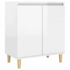 VidaXL Buffet avec pieds en bois Blanc brillant 60x35x70 cm Aggloméré