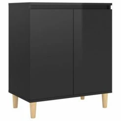 VidaXL Buffet avec pieds en bois Noir brillant 60x35x70 cm Aggloméré