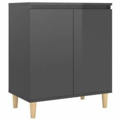 VidaXL Buffet avec pieds en bois Gris brillant 60x35x70 cm Aggloméré