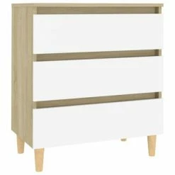 VidaXL Buffet Blanc et chêne sonoma 60x35x69 cm Aggloméré