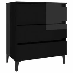 VidaXL Buffet Noir brillant 60x35x69 cm Aggloméré