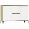 VidaXL Buffet Blanc et chêne sonoma 104x35x70 cm Aggloméré