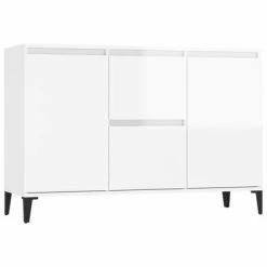 VidaXL Buffet Blanc brillant 104x35x70 cm Aggloméré