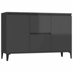 VidaXL Buffet Gris brillant 104x35x70 cm Aggloméré