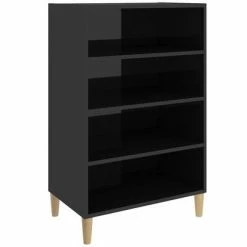 VidaXL Buffet Noir brillant 57x35x90 cm Aggloméré