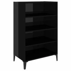 VidaXL Buffet Noir brillant 57x35x90 cm Aggloméré