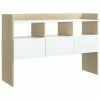 VidaXL Buffet Blanc et chêne sonoma 105x30x70 cm Aggloméré