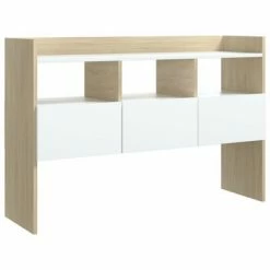 VidaXL Buffet Blanc et chêne sonoma 105x30x70 cm Aggloméré