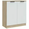 VidaXL Buffet Blanc et chêne sonoma 60x30x70 cm Bois d'ingénierie
