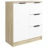VidaXL Buffet Blanc et chêne sonoma 60x30x70 cm Bois d'ingénierie