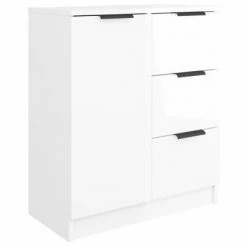 VidaXL Buffet Blanc brillant 60x30x70 cm Bois d'ingénierie
