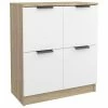 VidaXL Buffet Blanc et chêne sonoma 60x30x70 cm Bois d'ingénierie