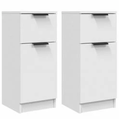 VidaXL Buffets 2 pcs Blanc 30x30x70 cm Bois d'ingénierie