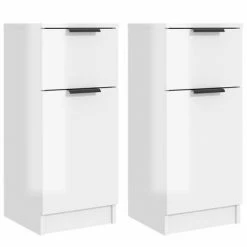 VidaXL Buffets 2 pcs Blanc brillant 30x30x70 cm Bois d'ingénierie