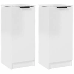 VidaXL Buffets 2 pcs Blanc brillant 30x30x70 cm Bois d'ingénierie