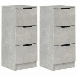 VidaXL Buffets 2 pcs Gris béton 30x30x70 cm Bois d'ingénierie