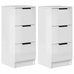 VidaXL Buffets 2 pcs Blanc brillant 30x30x70 cm Bois d'ingénierie