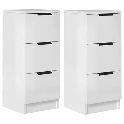 VidaXL Buffets 2 pcs Blanc brillant 30x30x70 cm Bois d'ingénierie 1 VidaXL Buffets 2 pcs Blanc brillant 30x30x70 cm Bois d'ingénierie