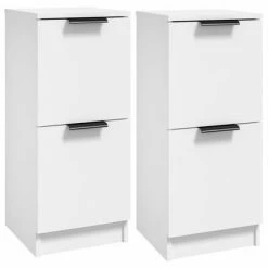 VidaXL Buffets 2 pcs Blanc 30x30x70 cm Bois d'ingénierie