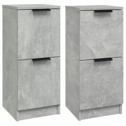 VidaXL Buffets 2 pcs Gris béton 30x30x70 cm Bois d'ingénierie