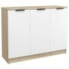 VidaXL Buffet Blanc et chêne sonoma 90,5x30x70 cm Bois d'ingénierie