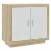 VidaXL Buffet Blanc et chêne sonoma 80x40x75 cm Bois d'ingénierie
