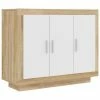 VidaXL Buffet Blanc et chêne sonoma 92x35x75 cm Bois d'ingénierie