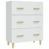 VidaXL Buffet Blanc brillant 70x34x90 cm Bois d'ingénierie