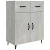 VidaXL Buffet Gris béton 69,5x34x90 cm Bois d'ingénierie