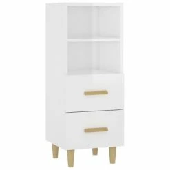 VidaXL Buffet Blanc brillant 34,5x34x90 cm Bois d'ingénierie