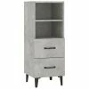 VidaXL Buffet Gris béton 34,5x34x90 cm Bois d'ingénierie