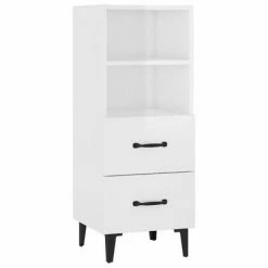 VidaXL Buffet Blanc brillant 34,5x34x90 cm Bois d'ingénierie