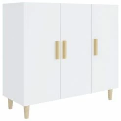 VidaXL Buffet Blanc brillant 90x34x80 cm Bois d'ingénierie