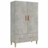 VidaXL Buffet Gris béton 70x31x115 cm Bois d'ingénierie