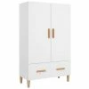 VidaXL Buffet Blanc brillant 70x31x115 cm Bois d'ingénierie