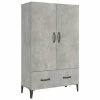 VidaXL Buffet Gris béton 70x31x115 cm Bois d'ingénierie