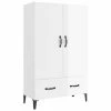 VidaXL Buffet Blanc brillant 70x31x115 cm Bois d'ingénierie