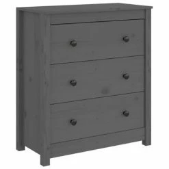 VidaXL Buffet Gris 70x35x80 cm Bois massif de pin