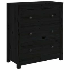 VidaXL Buffet Noir 70x35x80 cm Bois massif de pin
