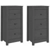 VidaXL Buffets 2 pcs Gris 40x35x80 cm Bois massif de pin
