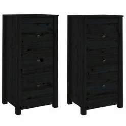 VidaXL Buffets 2 pcs Noir 40x35x80 cm Bois massif de pin