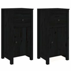 VidaXL Buffets 2 pcs Noir 40x35x80 cm Bois massif de pin